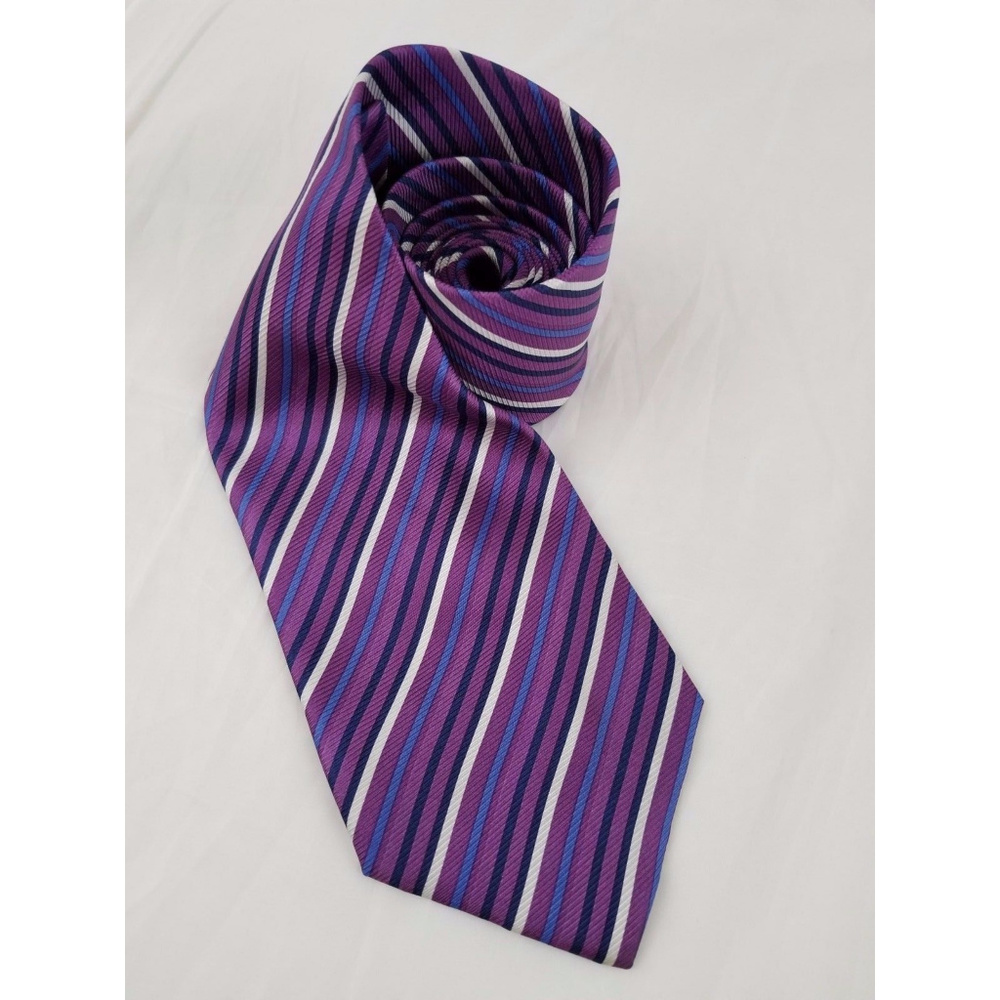 Bijoux Terner Neck Tie Striped Purple White